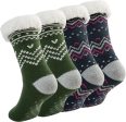 Sock Slippers for Women - 2 Pack Non Slip Socks - Fuzzy Socks Warm Socks with Grippers Sherpa Fleece Lined Thermal Supply