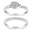 .925 Sterling Silver 1 4 Cttw Diamond Halo and Swirl Engagement Ring and Wedding Band Set (I-J Color, I3 Clarity) For Discount