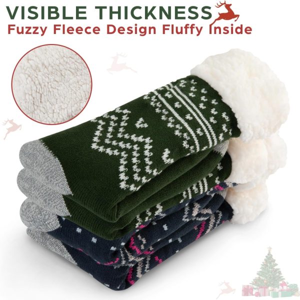 Sock Slippers for Women - 2 Pack Non Slip Socks - Fuzzy Socks Warm Socks with Grippers Sherpa Fleece Lined Thermal Supply